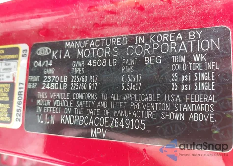 2014 Kia Sportage Lx from USA, damaged, VIN KNDPBCAC0E7649105